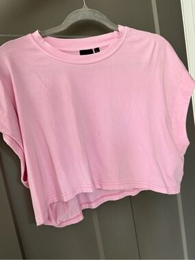 Pink Cropped Mono B tee